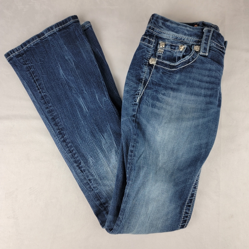 MISS ME JE8451BL Embellished Stud Women Bootcut 26x32‎ Medium Wash Distressed